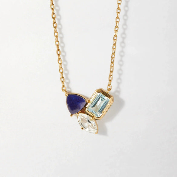 Women's Stainless Steel Minimalist Geometric And Drop Shape Ruby Zircon Clavicle Necklace