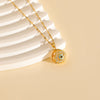 Women's Stainless Steel Mixed Gemstone Setting Simple Geometric Electroplated Devil's Eye Rotating Pendant Necklace