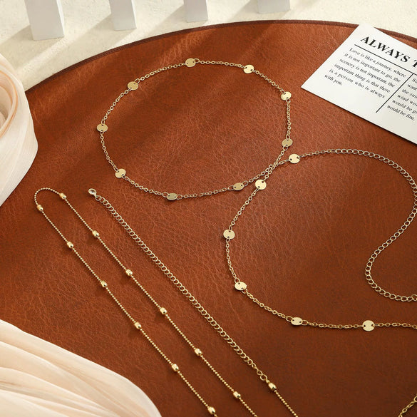 Women's Stainless Steel Multi Layer Waist Chain Adjustable Simple Fashion Body Jewelry