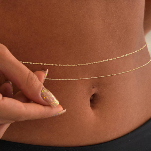 Women's Stainless Steel Multi Layer Waist Chain Adjustable Simple Fashion Body Jewelry