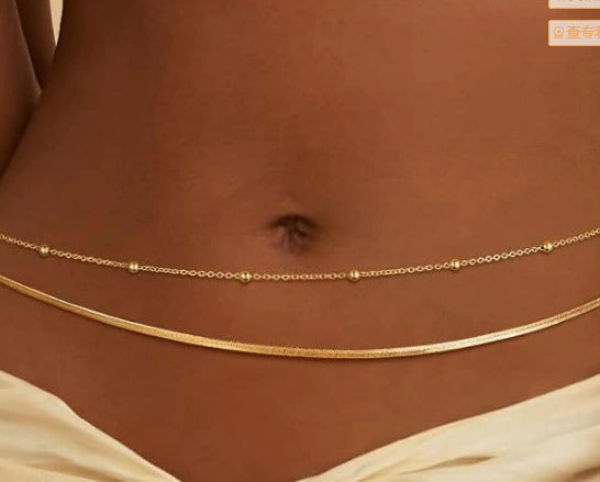 Women's Stainless Steel Multi Layer Waist Chain Adjustable Simple Fashion Body Jewelry