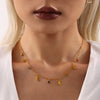 Women's Stainless Steel Multicolor Rhinestone Tassel Moon Clavicle Necklace With Zircon Pendant Electroplated 18K Gold Geometric Style