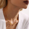 Women's Stainless Steel Multicolor Rhinestone Tassel Moon Clavicle Necklace With Zircon Pendant Electroplated 18K Gold Geometric Style