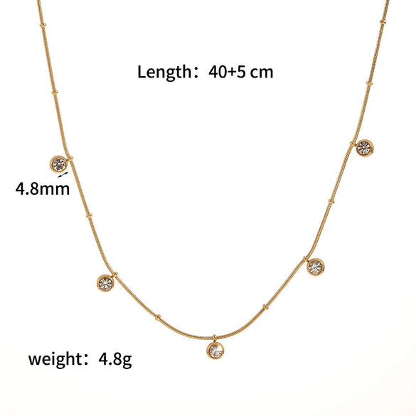 Women's Stainless Steel Multizircon Geometric Dotted Diamond O Word Chain Necklace Light Luxury Style