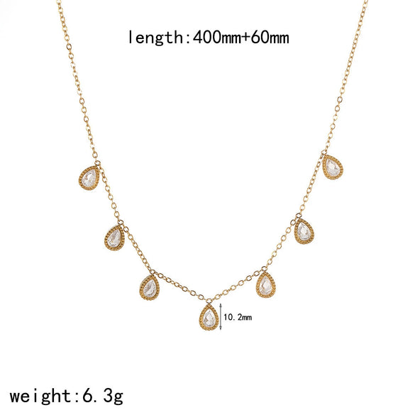 Women's Stainless Steel Multizircon Geometric Dotted Diamond O Word Chain Necklace Light Luxury Style