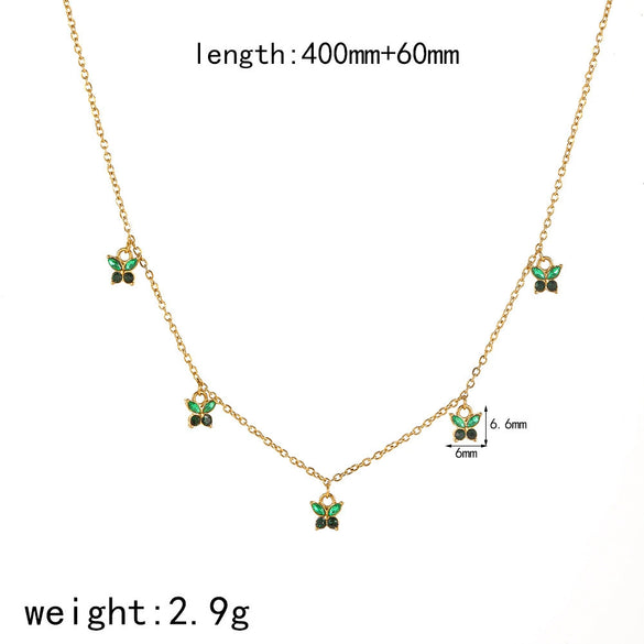 Women's Stainless Steel Multizircon Geometric Dotted Diamond O Word Chain Necklace Light Luxury Style