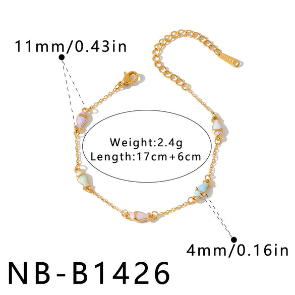 Women's Stainless Steel Necklace And Bracelet Set With Geometric Crab Heart Pattern And Oil Drip Electroplated Finish