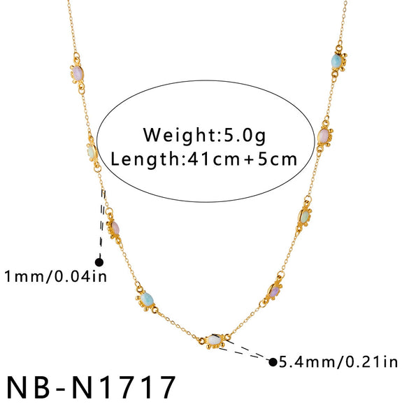 Women's Stainless Steel Necklace And Bracelet Set With Geometric Crab Heart Pattern And Oil Drip Electroplated Finish