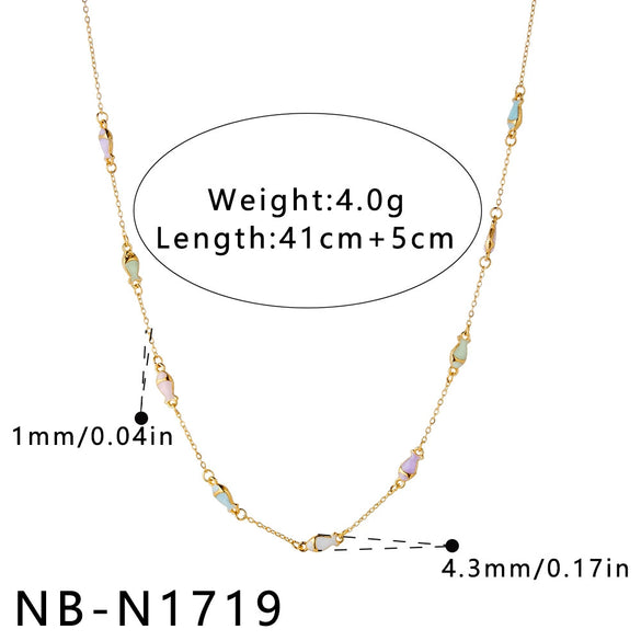 Women's Stainless Steel Necklace And Bracelet Set With Geometric Crab Heart Pattern And Oil Drip Electroplated Finish
