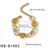 Women's Stainless Steel Necklace And Bracelet Set With Geometric Pattern And 18K Gold Vacuum Plated Commuter Style
