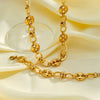 Women's Stainless Steel Necklace And Bracelet Set With Geometric Pattern And 18K Gold Vacuum Plated Commuter Style