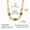 Women's Stainless Steel Necklace And Bracelet Set With Green Artificial Crystal Geometric Irregular Chain And Gold Tone Pvd Finish
