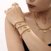 Women's Stainless Steel Necklace And Bracelet Set With Zircon Pendant Electroplated Light Luxury Jewelry
