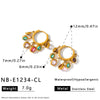 Women’s Stainless Steel Necklace And Earring Set With 18K Gold Plating Geometric Multi Pendant Rhinestone Design