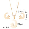 Women's Stainless Steel Necklace And Star Earrings Set With Geometric Cartooninspired Design And Electroplated Finish