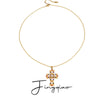 Women's Stainless Steel Necklace With Geometric Pattern Cross Pendant Electroplated Inlaid With Colored Diamond And Pearl