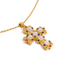Women's Stainless Steel Necklace With Geometric Pattern Cross Pendant Electroplated Inlaid With Colored Diamond And Pearl