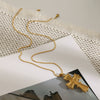 Women's Stainless Steel Necklace With Geometric Pattern Cross Pendant Electroplated Inlaid With Colored Diamond And Pearl