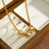Women’s Stainless Steel Necklace With Geometric Square Heart Design Zircon Accents And 18K Vacuum Plated Finish