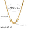 Women’s Stainless Steel Necklace With Geometric Square Heart Design Zircon Accents And 18K Vacuum Plated Finish