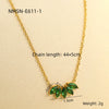 Women's Stainless Steel Necklace With Micropaved Zircon Petal Leaf Pendant Electroplated Titanium Steel Clavicle Chain