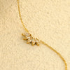 Women's Stainless Steel Necklace With Micropaved Zircon Petal Leaf Pendant Electroplated Titanium Steel Clavicle Chain