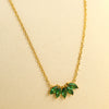 Women's Stainless Steel Necklace With Micropaved Zircon Petal Leaf Pendant Electroplated Titanium Steel Clavicle Chain
