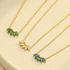 Women's Stainless Steel Necklace With Micropaved Zircon Petal Leaf Pendant Electroplated Titanium Steel Clavicle Chain