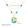 Women's Stainless Steel Ocean Life Pattern Vintage Necklace And Earrings With Electroplating And Dropping Glue Pearl Turquoise