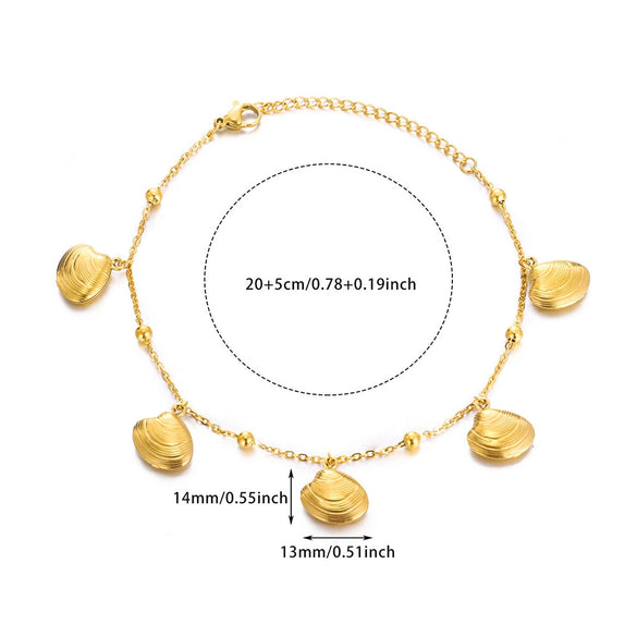 Women's Stainless Steel Ocean Series Anklet With Dolphin Starfish Shell Pendant