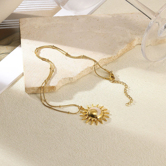Women's Stainless Steel Oil Drop Bamboo Chain Necklace Highend Light Luxury Nonfading Niche Versatile And Trendy