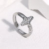 Women's Stainless Steel Open Cross Ring With Gold Plated Electroplated Finish And Niche Style