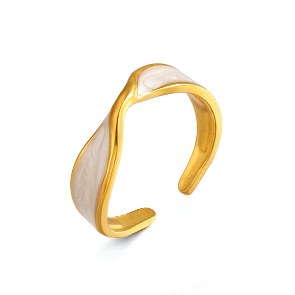 Women's Stainless Steel Open Cross Ring With Oil Drip Finish Geometric Line Design And Electroplated Fashion Style
