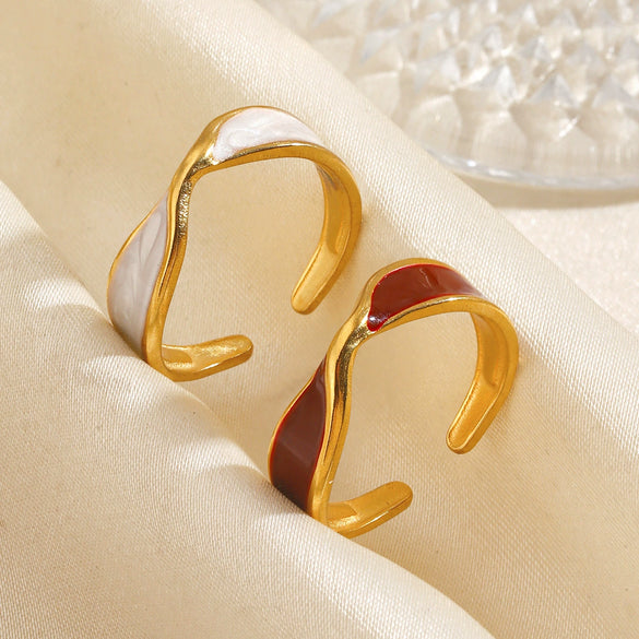 Women's Stainless Steel Open Cross Ring With Oil Drip Finish Geometric Line Design And Electroplated Fashion Style