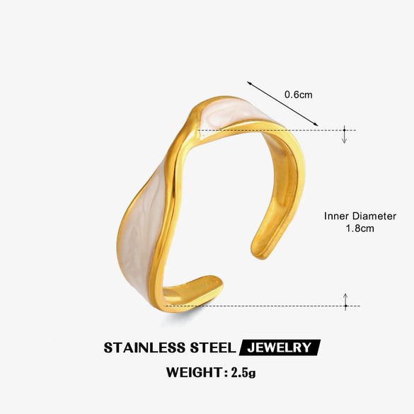Women's Stainless Steel Open Cross Ring With Oil Drip Finish Geometric Line Design And Electroplated Fashion Style