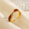 Women's Stainless Steel Open Cross Ring With Oil Drip Finish Geometric Line Design And Electroplated Fashion Style