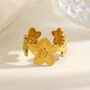 Women's Stainless Steel Open Floral Ring With Electroplated Finish Simple Fashion Flower Design Non Fading High End Style
