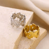 Women's Stainless Steel Open Flower Shell Butterfly Ring Electroplated