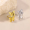 Women's Stainless Steel Open Flower Shell Butterfly Ring Electroplated