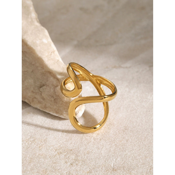Women's Stainless Steel Open Ring With Bow Pattern And Electroplating Treatment