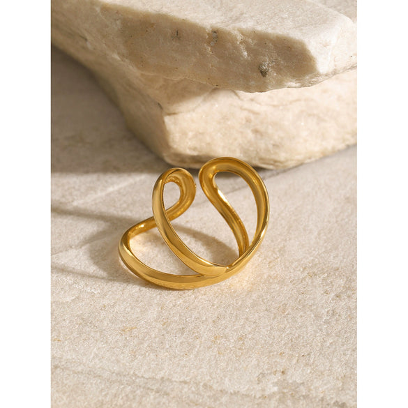 Women's Stainless Steel Open Ring With Bow Pattern And Electroplating Treatment