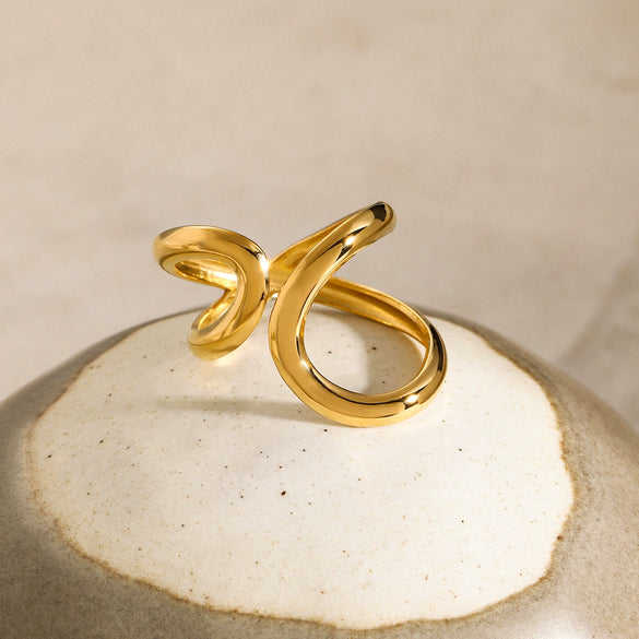 Women's Stainless Steel Open Ring With Bow Pattern And Electroplating Treatment