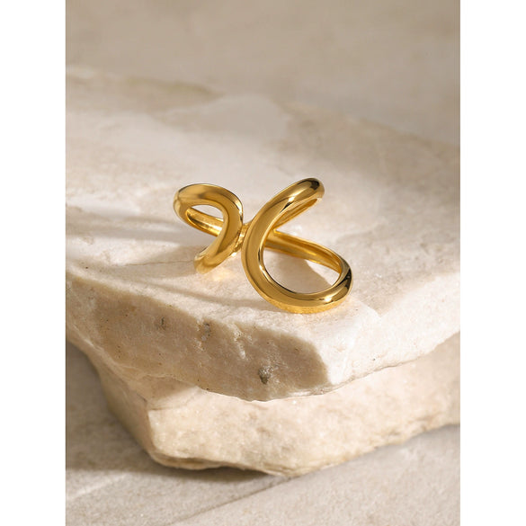 Women's Stainless Steel Open Ring With Bow Pattern And Electroplating Treatment