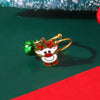 Women's Stainless Steel Open Ring With Electroplated Snowman Elk And Christmas Tree Holiday Motifs
