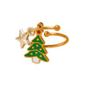 Women's Stainless Steel Open Ring With Electroplated Snowman Elk And Christmas Tree Holiday Motifs