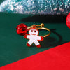 Women's Stainless Steel Open Ring With Electroplated Snowman Elk And Christmas Tree Holiday Motifs
