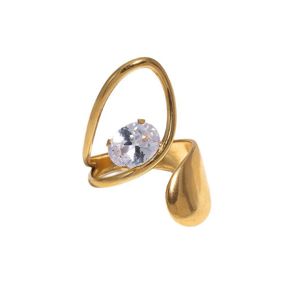 Women's Stainless Steel Open Ring With Geometric Design Gold Tone Electroplated Simple High End Style