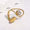 Women's Stainless Steel Open Ring With Geometric Design Gold Tone Electroplated Simple High End Style