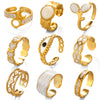 Women's Stainless Steel Open Ring With Geometric Line Design And Oil Drip Electroplated Finish Non Fading Fashion Jewelry