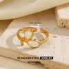 Women's Stainless Steel Open Ring With Geometric Line Design And Oil Drip Electroplated Finish Non Fading Fashion Jewelry